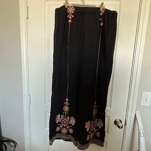 Embroidered linen pants